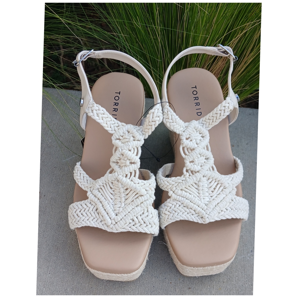 Torrid Cream Braided Espadrille Wedge Sandals - Picture 8 of 8
